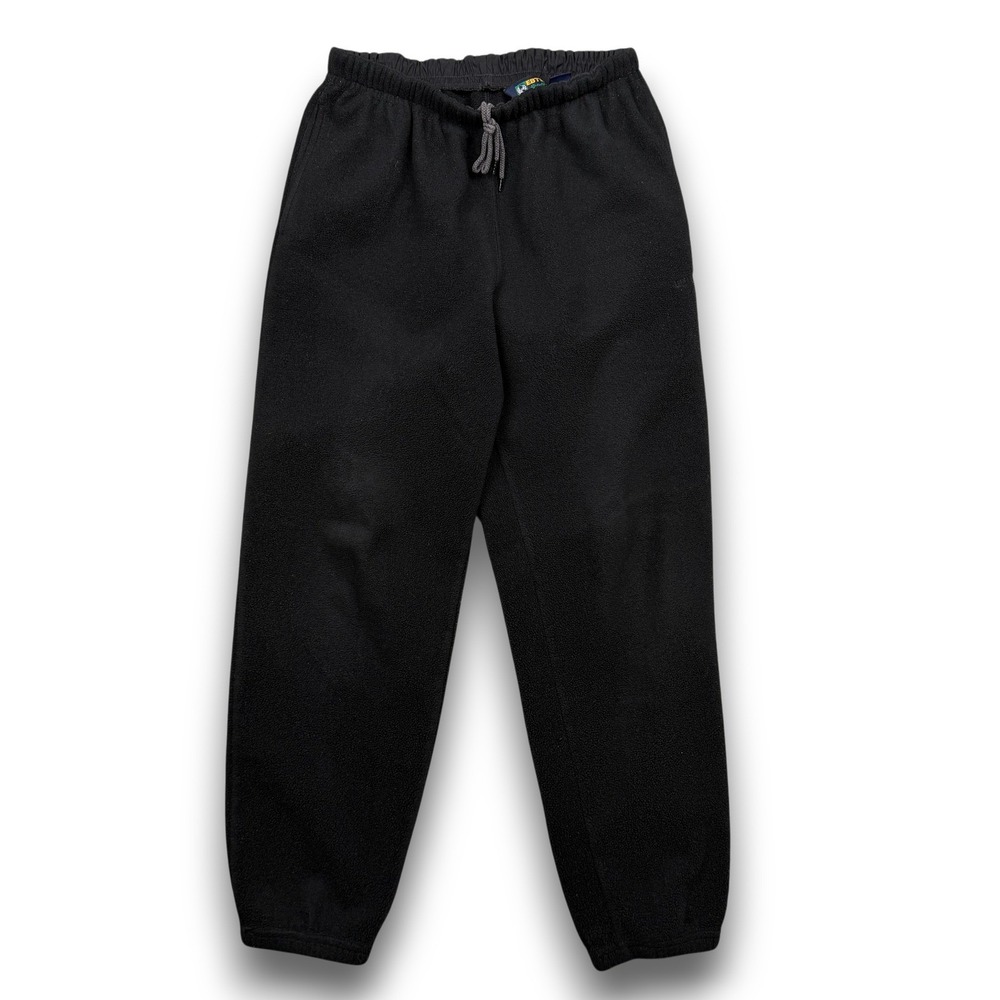 EBTEK Eddie Bauer Fleece Pants Mens S Black Joggers Drawstring Made in‎ USA